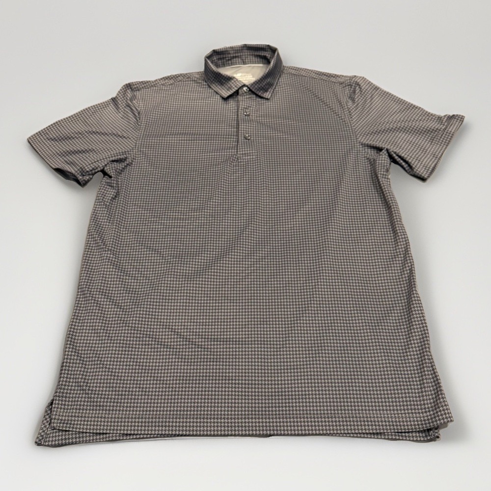 Vineyard Vines OTG Palmero Polo Geometric Gray Black Houndstooth Size M